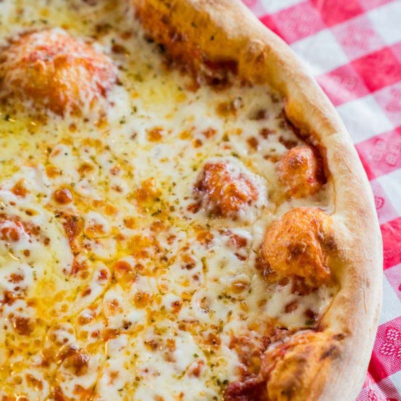 Toto's Pizzeria popular handmade Neapolitan style cheese pizza closeup